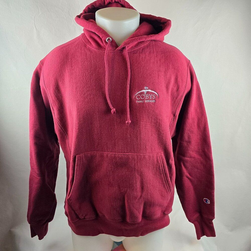 Champion Reverse Weave Sweatshirt Mens Medium Red Hoodie Pullover Athleisure